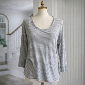 James Perse Striped Long Sleeve Casual Top